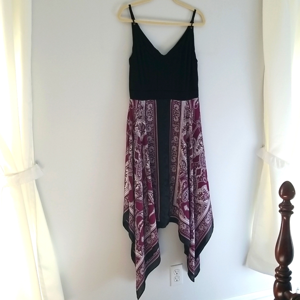 WHBM BLACK/PURPLE SCARF DRESS LADIES SIZE 10
